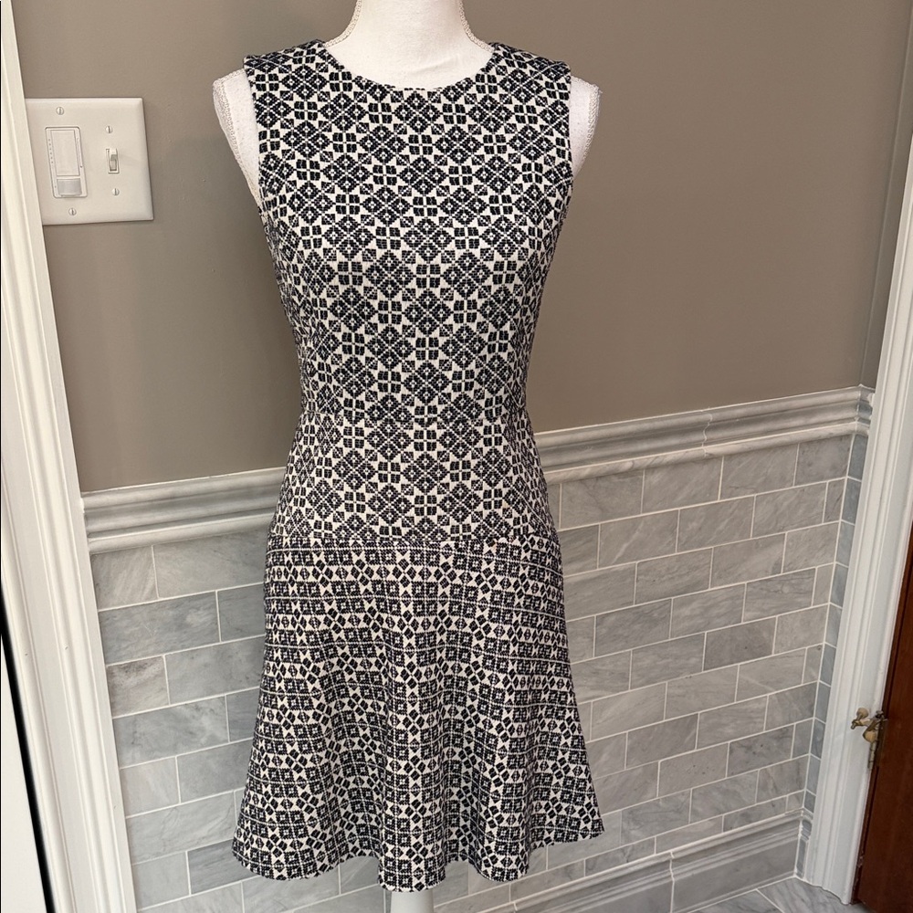 Tory Burch Black and White Geometric Mini Dress